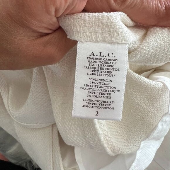 A.L.C. Amelie Linen Blend Fringe Asymmetric Hem Midi Skirt Size 2 NWT - Picture 8 of 8